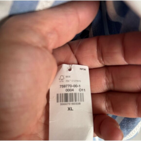 Old Navy Womens Wrap Midi Dress Puff Sleeve Smocked Stripes Blue White Size XL - Picture 7 of 14